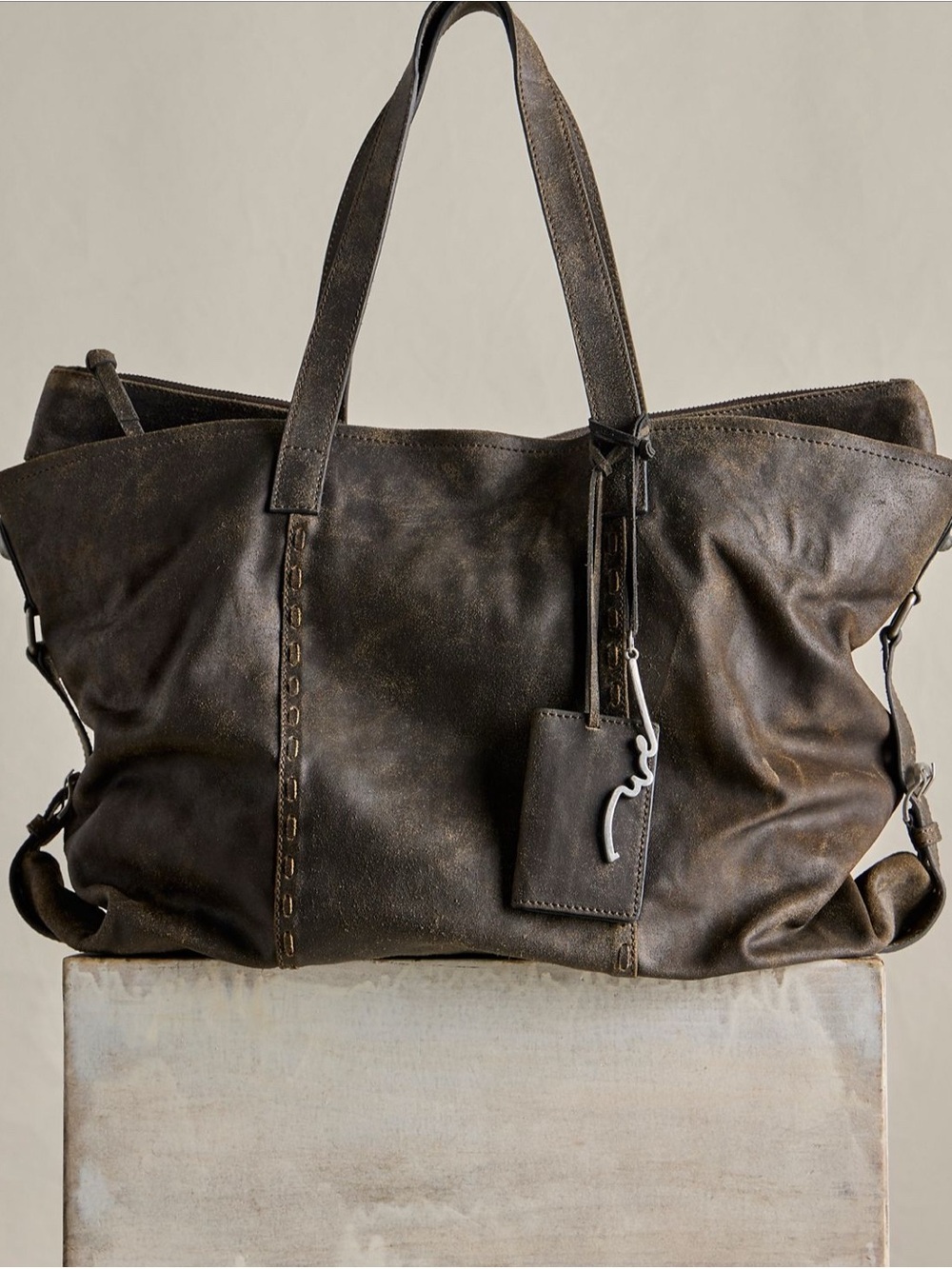 We The Free Dark Brown Leather Hobo Tote